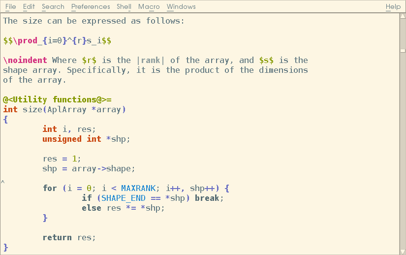 Screenshot of NEdit's Syntax Highlighting